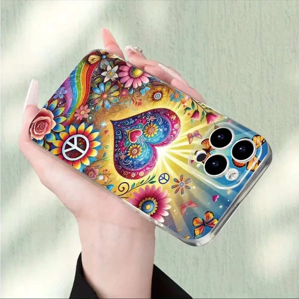 iPhone 16 Pro / 16 Pro Max Phone Case Peace Rainbow  Shockproof Soft TPU Case - Picture 5 of 6